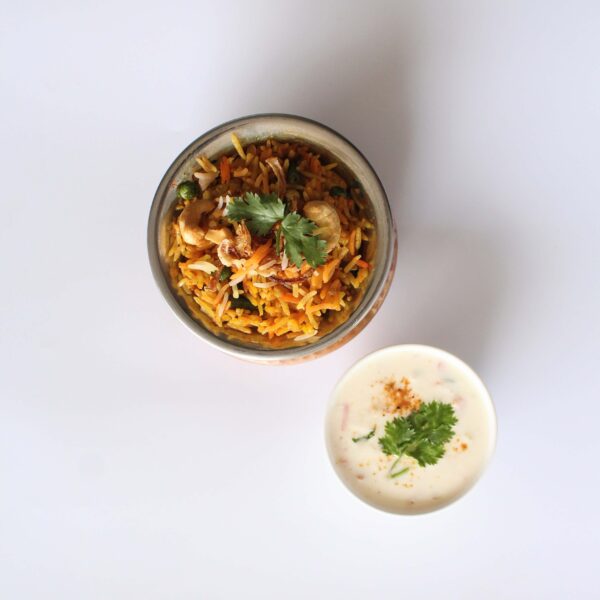 Vegetable Biryani (With Raita)